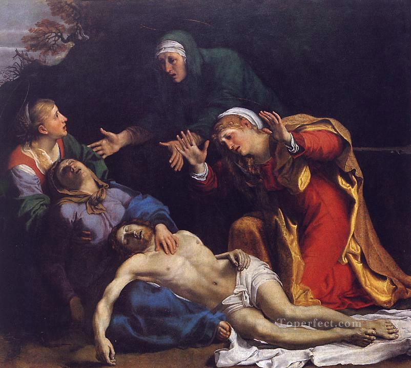 Lamentación de Cristo religioso Annibale Carracci Pintura al óleo